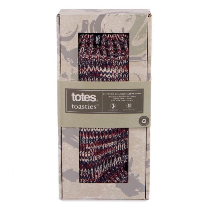 totes toasties® Mens Chunky Twist Sherpa Lined Slipper Socks Multi Extra Image 4